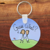 Porte-clés Couple Lesbienne mignonne Devinez quoi (Recto)