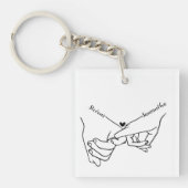 Porte-clés Couple moderne main main mariage de nom personnali (Devant)