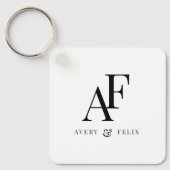 Porte-clés Couple Monogram Black and White Elegant Simple (Recto)