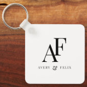 Porte-clés Couple Monogram Black and White Elegant Simple (Recto)
