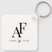 Porte-clés Couple Monogram Black and White Elegant Simple (Dos)