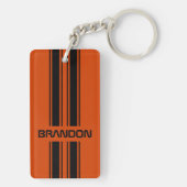 Porte-clés Couple noir foncé Orange noir course sport bande (Dos)