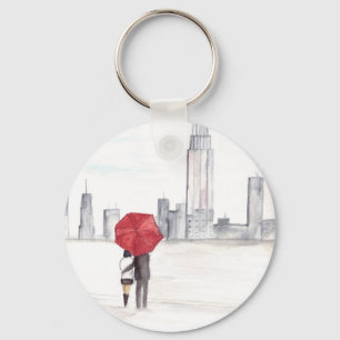 Porte-clés Couple parapluie rouge New York cool à la mode bel