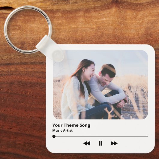 Porte-clés Couple Photo Music Plaque Chanson préférée QR Code (Recto)