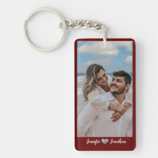 Porte-clés Couple Photo Parties scintillant Coeur argenté Nom