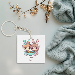 Porte-clés Couple Ramen de style Chibi personnalisé mignon