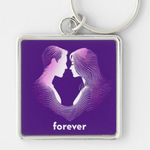 Porte-clés Couple violet moderne