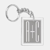Porte-clés Couples chics Initails | blanc et gris (Devant gauche)