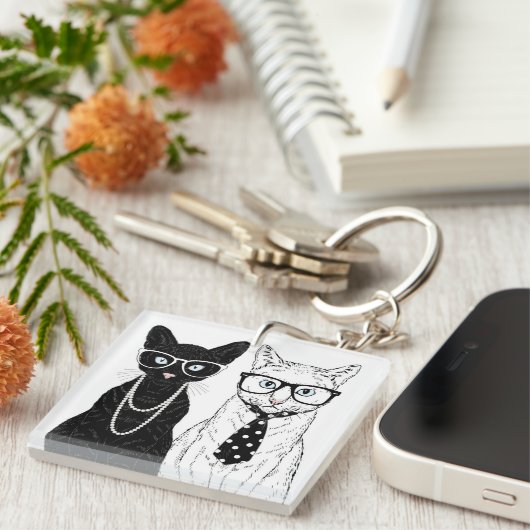 Porte-clés Couples de chat (Devant Droit)