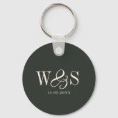 Porte-clés Couples de mariage initial élégant ébène (Verso)
