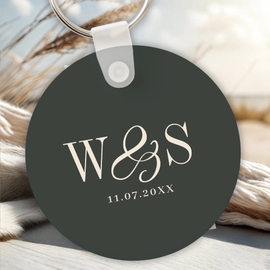 Porte-clés Couples de mariage initial élégant ébène