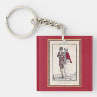 Porte-clés Couples élégants de glace de scène vintage