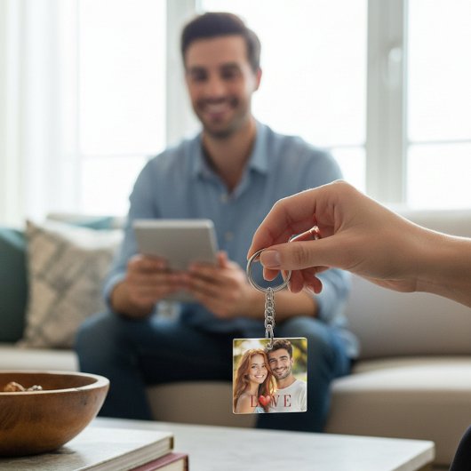 Porte-clés Couple's Love Heart Photo Keychain