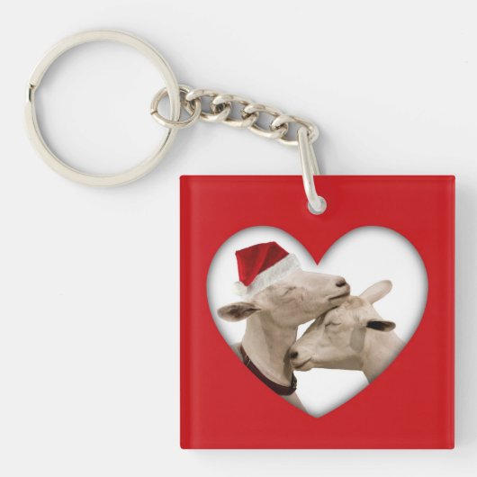 Porte-clés Couples mignons de chèvre de Noël (Devant)