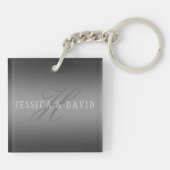 Porte-clés Couples Nom et nom de famille Monogramme Gradient (Dos)