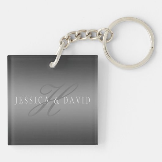 Porte-clés Couples Nom et nom de famille Monogramme Gradient (Dos)