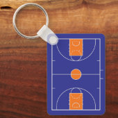 Porte-clés Cour de Basket Bleu et Orange sur mesure et Jersey (Recto)