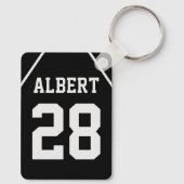 Porte-clés Cour de basketball noir et blanc et Jersey personn (Verso)