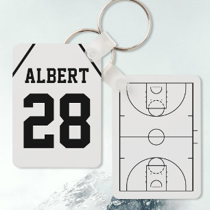 Porte-clés Cour de basketball personnalisée avec nom du joueu