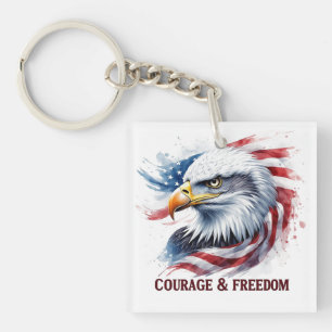 Porte-clés Courage & Liberté Drapeau USA Cadeau Patriotique