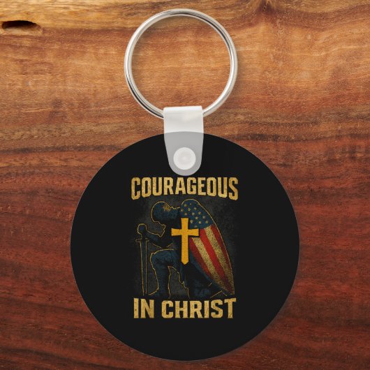 Porte-clés Courageous In Christ Knight Cross Patriotic Usa Fl (Recto)