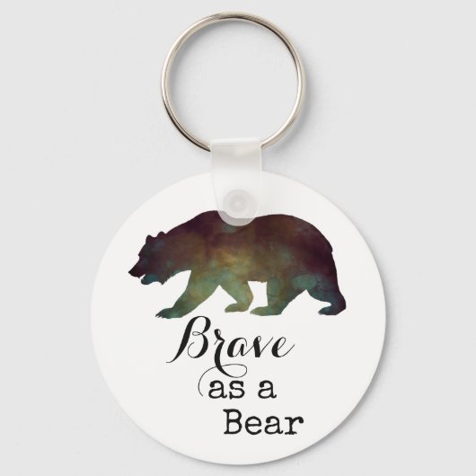 Porte-clés Courageux comme un Ours Typographie Aquarelle (Recto)