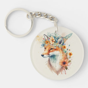 Porte-clés Couronne de fleurs de renard aquarelle