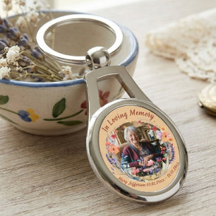 Porte-clés Couronne de fleurs de souvenir de photo en mémoire