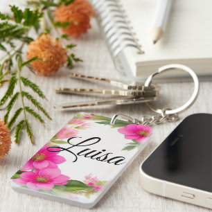 Porte-clés Couronne de fleurs dessin aquarelle