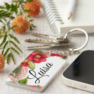 Porte-clés Couronne de fleurs dessin aquarelle