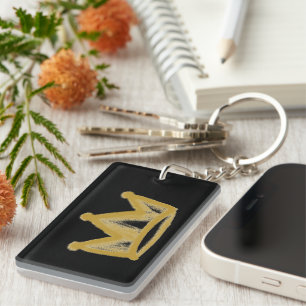 Porte-clés Couronne de graffiti en or avec nom