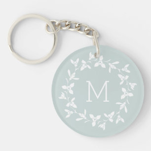Porte-clés Couronne de neige florale avec monogramme. Pastel 