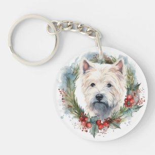 Porte-clés Couronne de Noël de West Highland White Terrier
