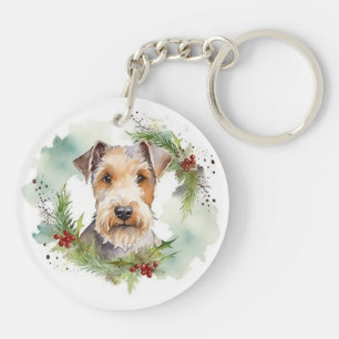 Porte-clés Couronne de Noël de Wirefox Terrier Chien festif