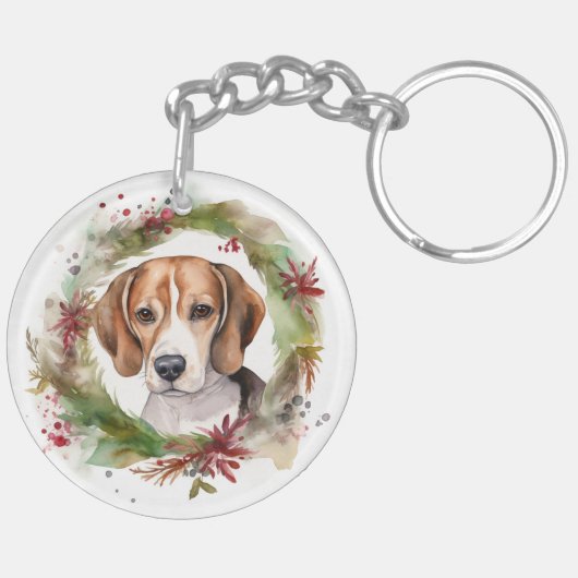 Porte-clés Couronne de Noël festive de Beagle (Dos gauche)