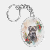 Porte-clés Couronne de Noël festive du Cane Corso (Devant gauche)