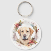 Porte-clés Couronne de Noël festive du Labrador (Recto)