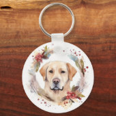 Porte-clés Couronne de Noël festive du Labrador (Recto)