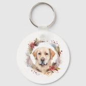 Porte-clés Couronne de Noël festive du Labrador (Verso)