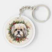 Porte-clés Couronne de Noël festive Lhasa Apso (Dos)