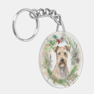 Porte-clés Couronne de Noël festive Terrier de la baie de Che