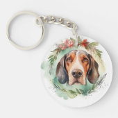 Porte-clés Couronne de Noël festive Treeing Walker Pup (Devant)