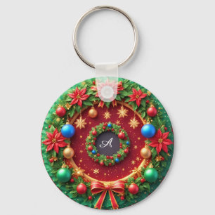 Porte-clés Couronne de Noël personnalisée avec nom Cadeau de