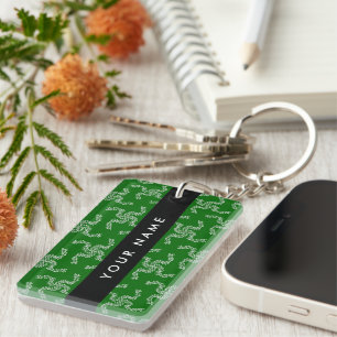 Porte-clés Couronne de Noël, Verte, Votre nom, Personnaliser