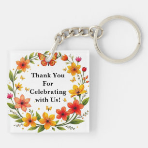 Porte-clés Couronne de papillons floraux Mariage Texte person