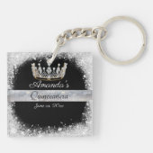 Porte-clés Couronne de princesse en diamant pailleté argent Q (Dos)