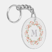 Porte-clés couronne de roses corail monogramme (Devant gauche)
