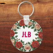 Porte-clés Couronne de roses rouges et blush (Verso)
