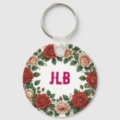 Porte-clés Couronne de roses rouges et blush (Verso)
