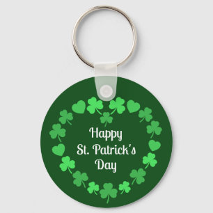 Porte-clés Couronne de shamrock et de cœur pour la Saint-Patr